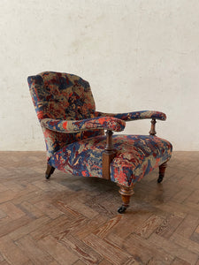 Victorian Open Arm Chair - newly reupholstered