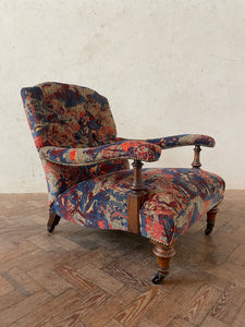 Victorian Open Arm Chair - newly reupholstered