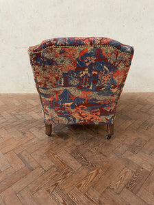 Victorian Open Arm Chair - newly reupholstered