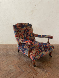 Victorian Open Arm Chair - newly reupholstered