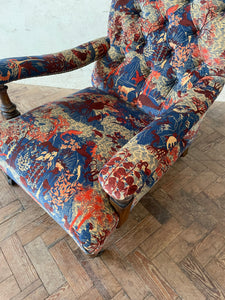 Victorian Open Arm Chair - newly reupholstered