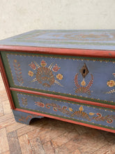 Load image into Gallery viewer, Large Blue Floral Hungarian Marriage Chest
