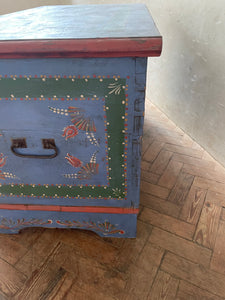 Large Blue Floral Hungarian Marriage Chest