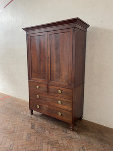 George III Mahogany Linen Press with Hanging Rail