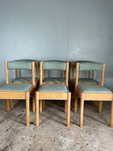 Set of 6 Mid Century Chairs - reupholstered in Pierre Frey