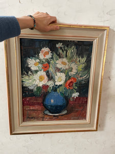 Daisies in a Jug - 1961 French Oil On Canvas