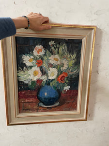 Daisies in a Jug - 1961 French Oil On Canvas