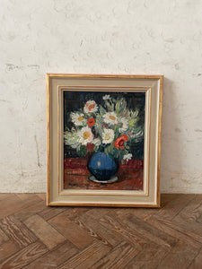 Daisies in a Jug - 1961 French Oil On Canvas