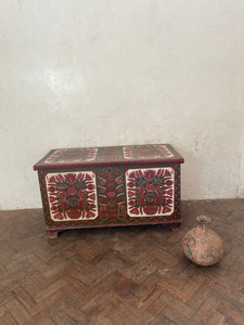 Brown and Green 1956 painted Hungarian Marriage Chest