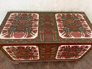 Brown and Green 1956 painted Hungarian Marriage Chest