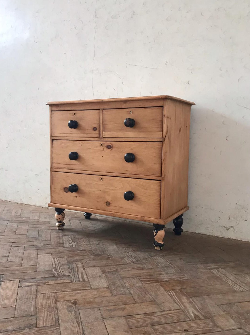 Victorian Pine Chest with Crackled Paint Feet.