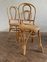 Load image into Gallery viewer, 70s Bamboo Table with a Glass Top and x Six Matching Chairs
