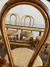 Load image into Gallery viewer, 70s Bamboo Table with a Glass Top and x Six Matching Chairs
