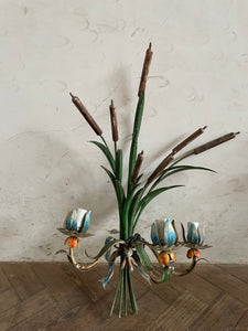 French Toileware Sconces with a bullrush design - rewired.