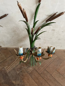 French Toileware Sconces with a bullrush design - rewired.