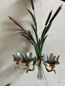 French Toileware Sconces with a bullrush design - rewired.