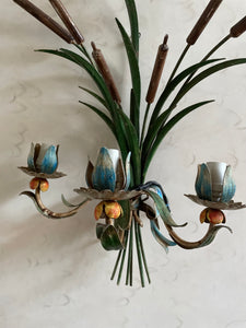 French Toileware Sconces with a bullrush design - rewired.