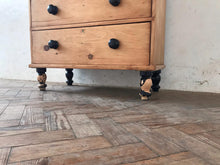 Load image into Gallery viewer, Victorian Pine Chest with Crackled Paint Feet.
