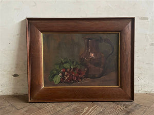 Copper Jug & Radishes: French Oil on Board
