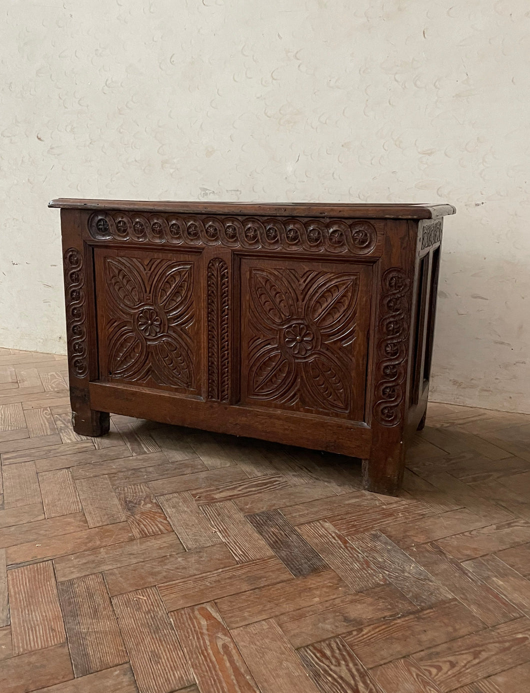 18th Century Carved Oak Chest