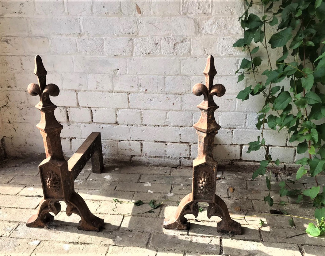 French Cast Iron Andirons (Fire Dogs)