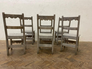 Set of 6 Oak Chairs, French circa 1940s.