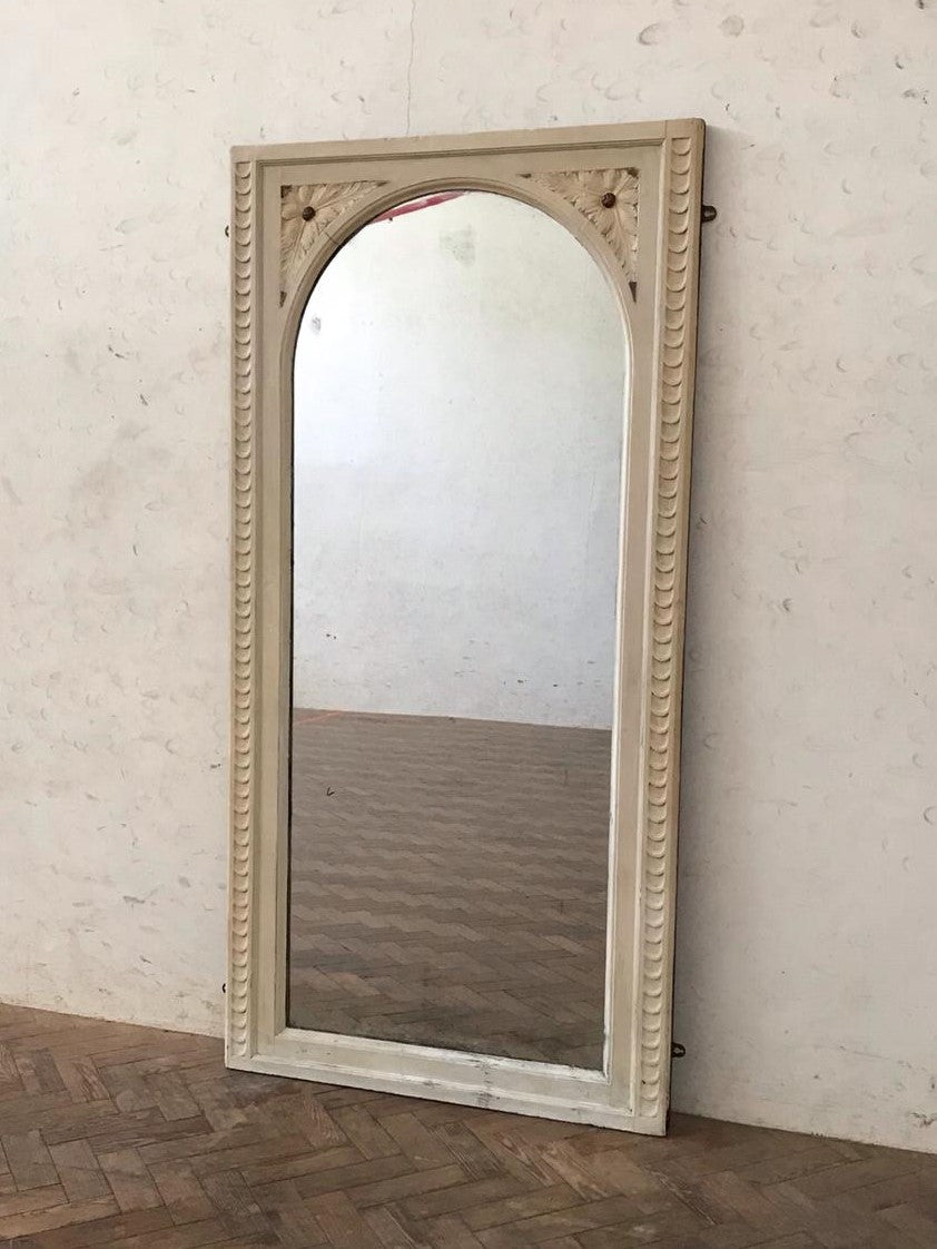 White Victorian Carved Panel Mirror