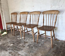 Load image into Gallery viewer, Antique Oak Farmhouse Chairs x 4
