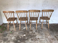 Load image into Gallery viewer, Antique Oak Farmhouse Chairs x 4
