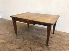 Load image into Gallery viewer, Oak Kitchen Table on Castors - circa 1900.
