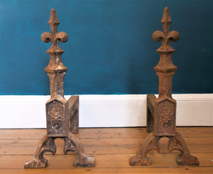 French Cast Iron Andirons (Fire Dogs)