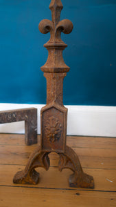 French Cast Iron Andirons (Fire Dogs)