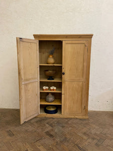 Tall Victorian Pine Larder with original lock and key.