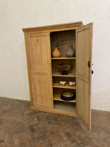Tall Victorian Pine Larder with original lock and key.