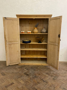 Tall Victorian Pine Larder with original lock and key.