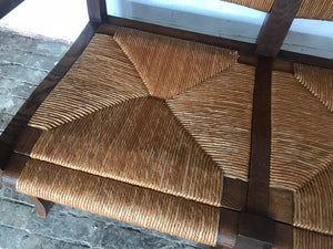 Mid - Century French Oak Sofa / Bench with Rush Seats.