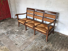 Load image into Gallery viewer, Mid - Century French Oak Sofa / Bench with Rush Seats.
