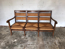 Load image into Gallery viewer, Mid - Century French Oak Sofa / Bench with Rush Seats.
