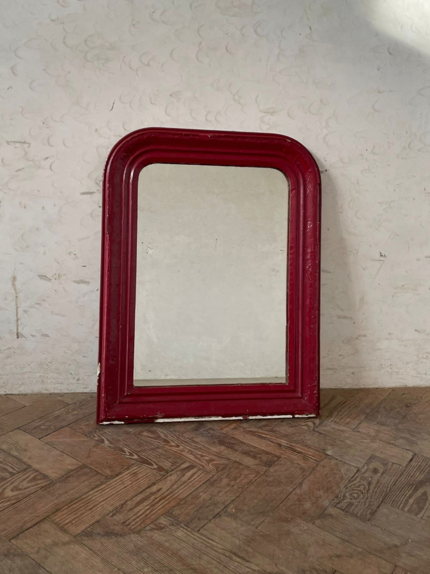 19th Century Red Painted French Mirror