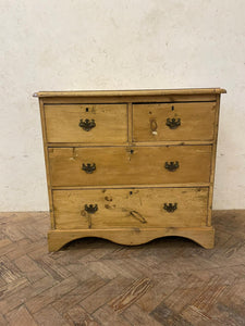 Small Pitch Pine Chest with Wavy Skirt