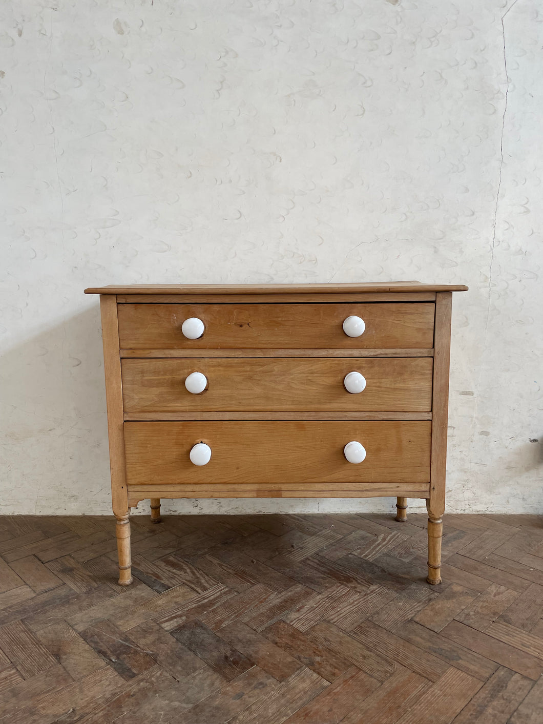 Pine Chest with Porcelain Handles