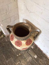 Load image into Gallery viewer, Large Painted Terracotta Urn with Flower Details

