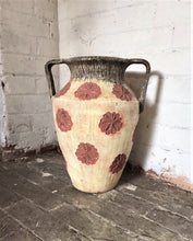 Load image into Gallery viewer, Large Painted Terracotta Urn with Flower Details
