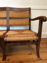 Load image into Gallery viewer, Mid - Century French Oak Sofa / Bench with Rush Seats.
