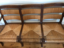 Load image into Gallery viewer, Mid - Century French Oak Sofa / Bench with Rush Seats.
