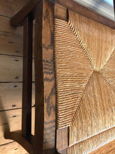 Load image into Gallery viewer, Mid - Century French Oak Sofa / Bench with Rush Seats.
