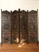 Load image into Gallery viewer, Wooden Carved Indian Painted Screen / Room Divider
