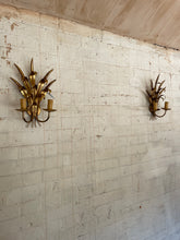 Load image into Gallery viewer, 70s Italian Wheat Sheaf Vintage Wall Sconces - rewired
