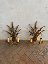 Load image into Gallery viewer, 70s Italian Wheat Sheaf Vintage Wall Sconces - rewired
