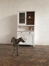 Load image into Gallery viewer, White 1940s Wooden Dresser -sliding glass doors
